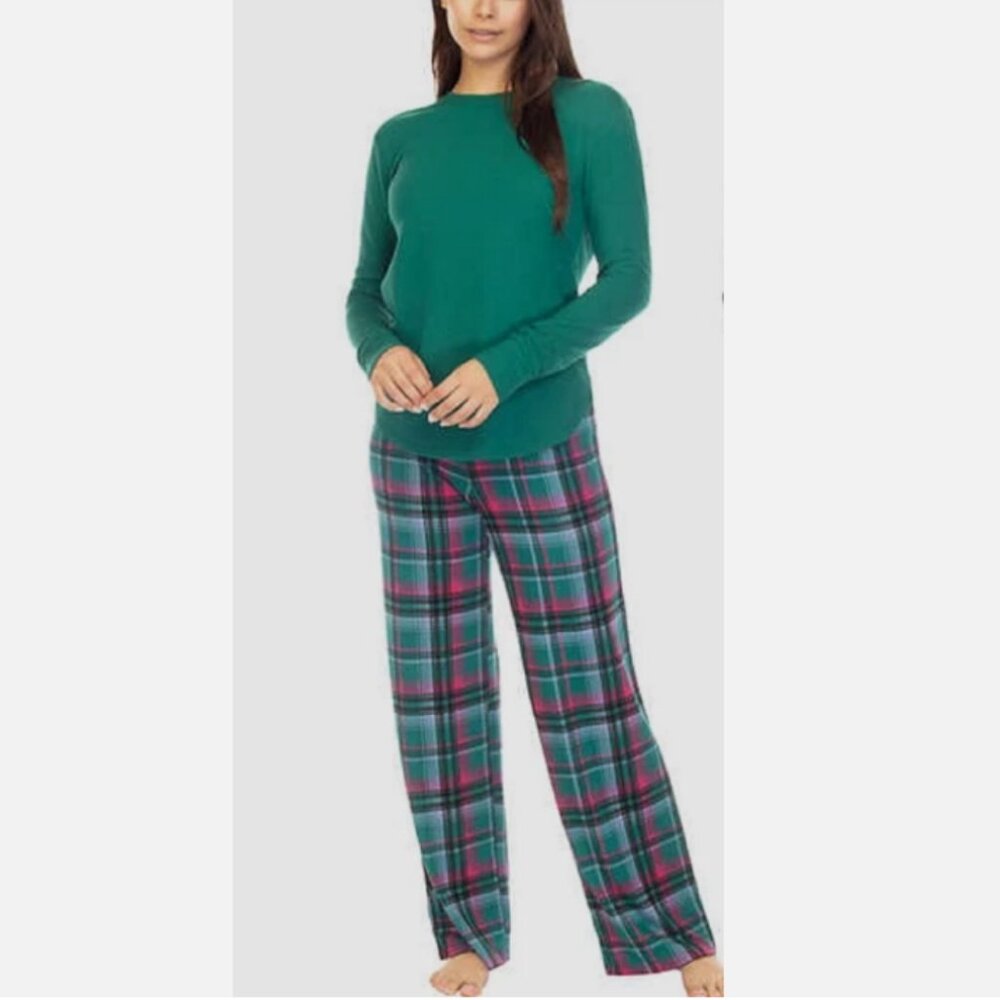 Honeydew Intimates 2‎ PC Pajamas Set Plus Size 3X Plaid Green Pink Top Pants